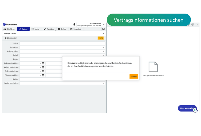 Vertragsinformationen suchen