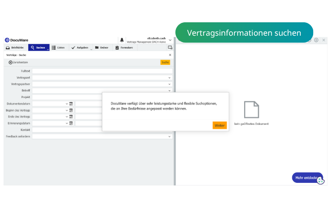 Vertragsinformationen suchen Vertragsinformationen suchen